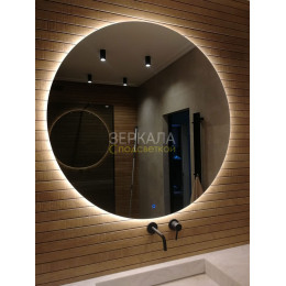 Круглое зеркало с парящей подсветкой для ванной комнаты Мун 110 см